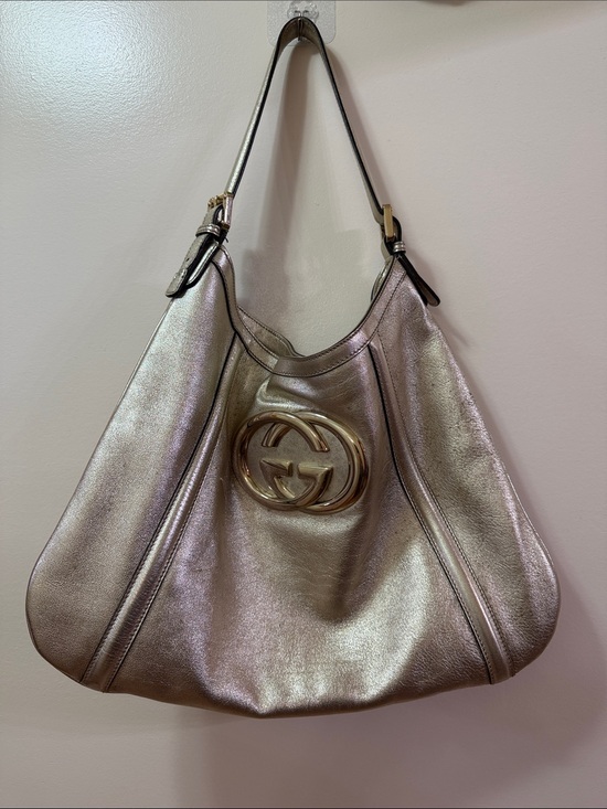 Gucci Handbags - Gucci Interlocking G Britt Champagne Leather Hobo Shoulder Bag